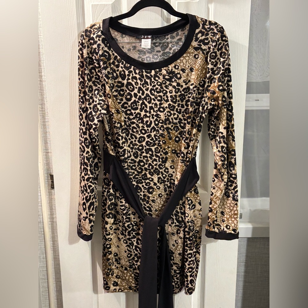 JFW Leopard Print Long Sleeve Dress Size L